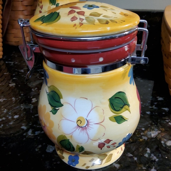 Sunset Bouquet Oneida storage canister jar - Picture 1 of 8